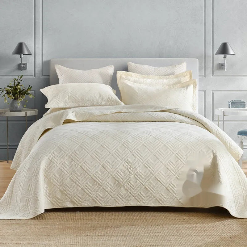 Pure cotton double-sided bed cover set in damask pattern with bed sheet and quilt cover for 1.5-1.8m bed