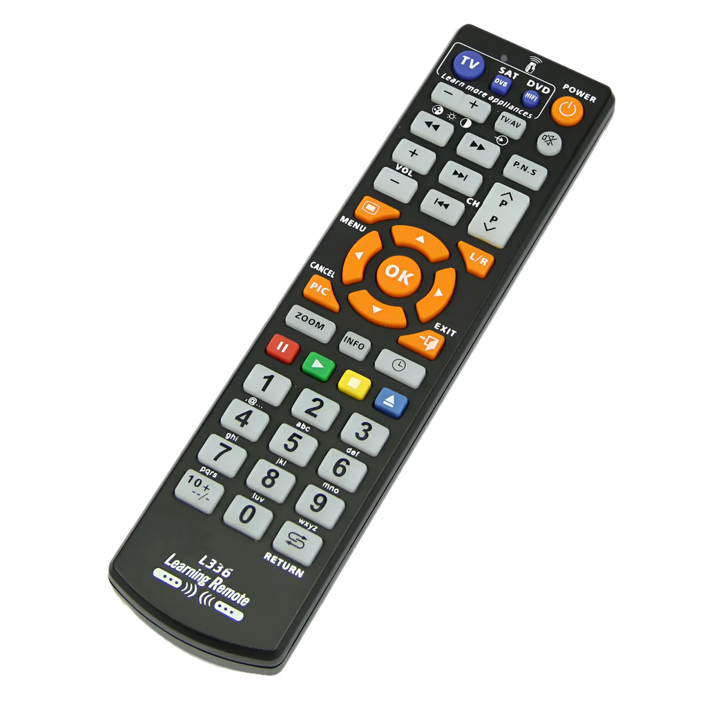 Black L336 universal learning remote control with full key buttons and infrared transmitter