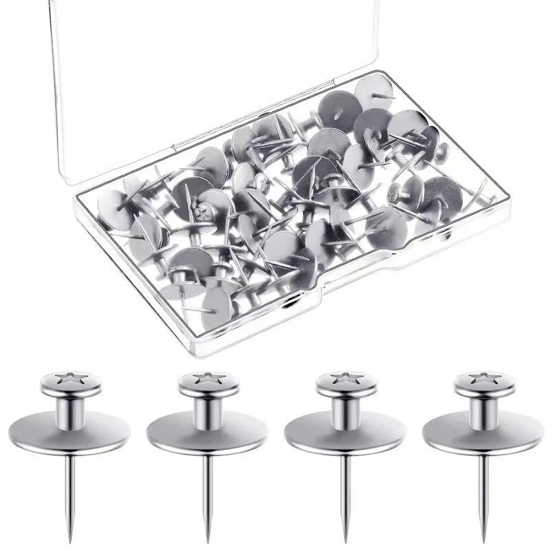 Black plastic I-shaped corkboard pins in a pp box, available as 30, 50 or 80 pieces per box