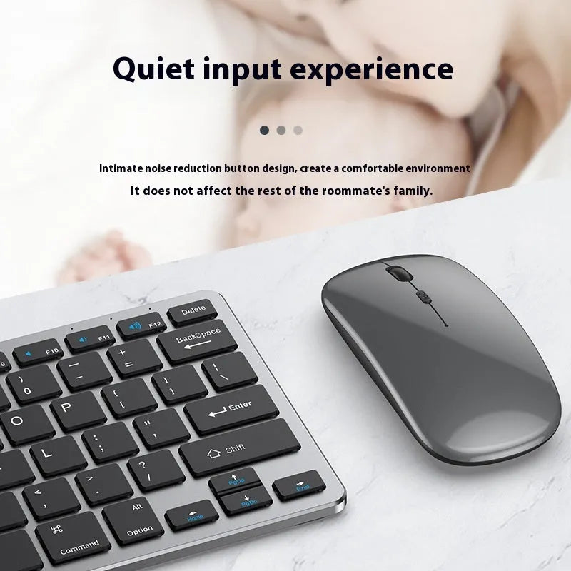 Ultra-thin wireless keyboard and mouse combo in black, gun metal, or silver with USB receiver and keyboard cover