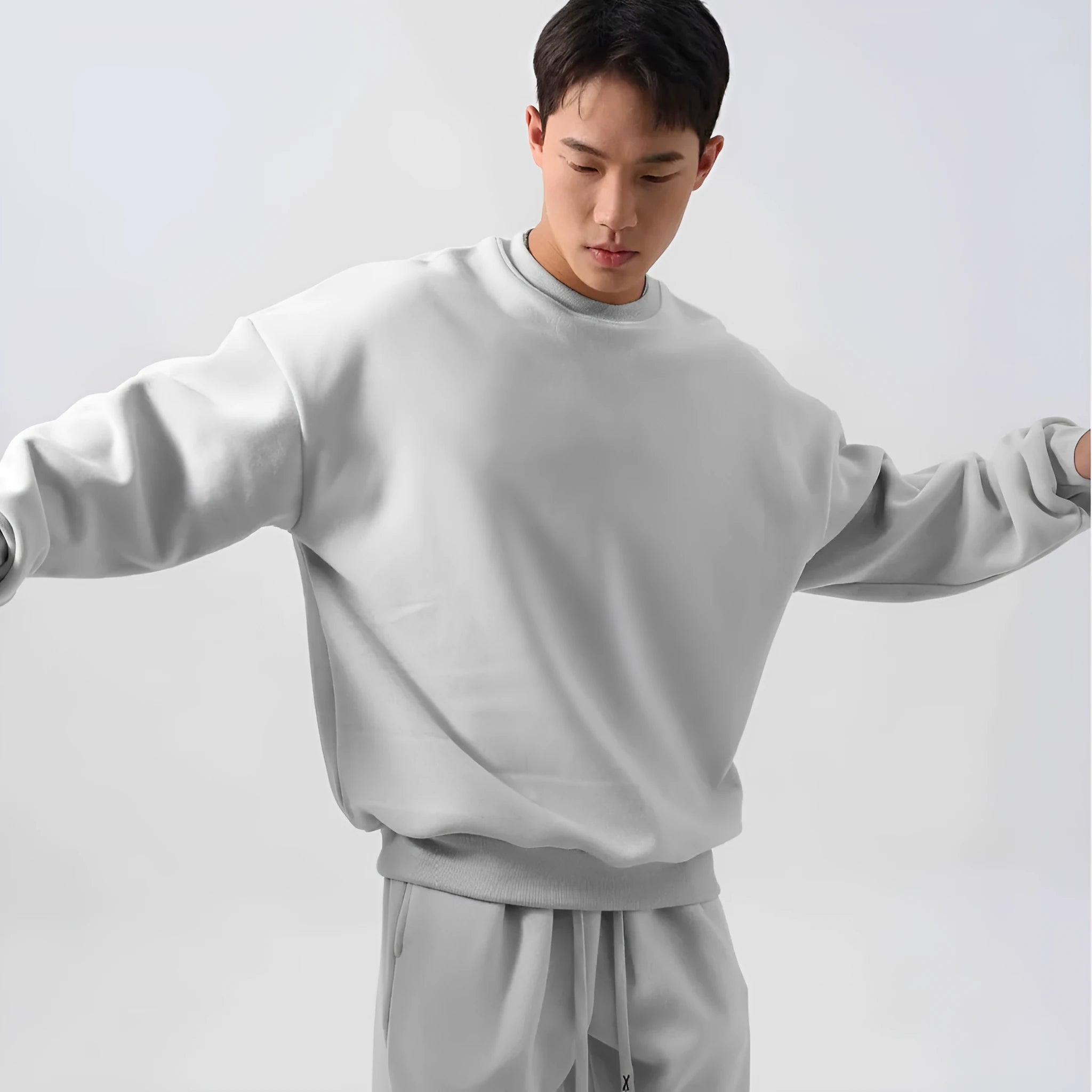 Men's polar fleece winter sports suit with crew neck coat and matching padded trousers in multiple colour options