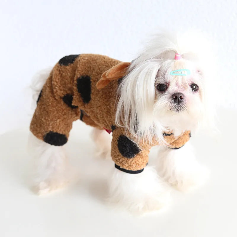 Polka dot elk couple pattern pet clothing for dogs and cats in cloth material