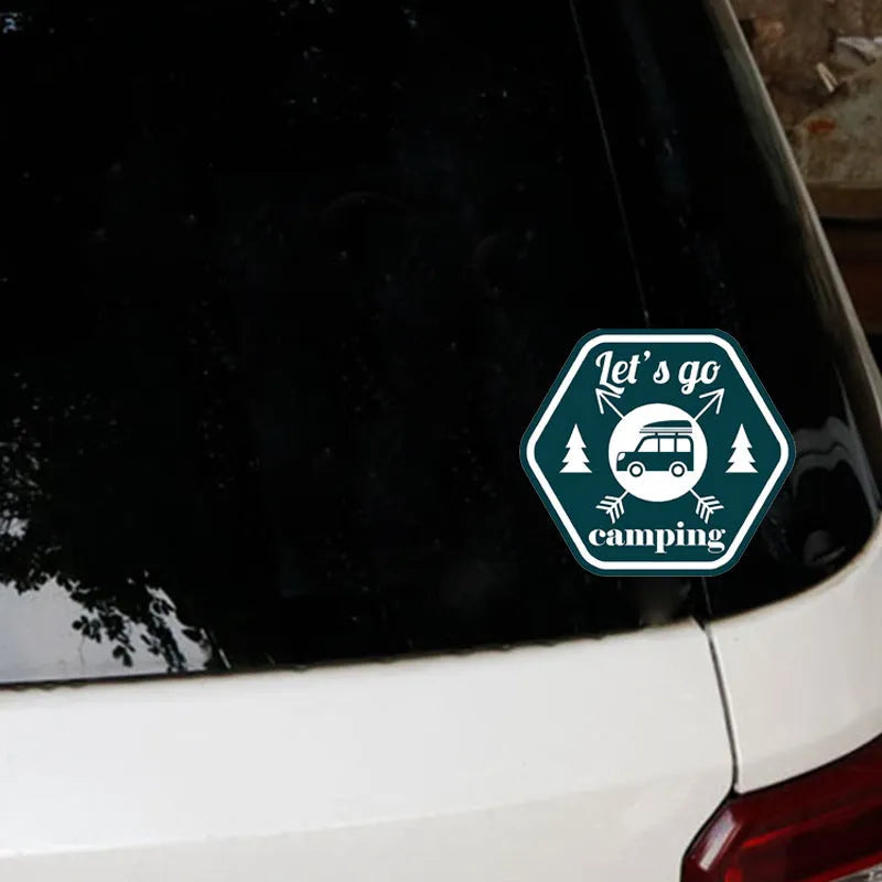 Camping pattern car sticker 14x12.7cm PVC strong adhesion decal