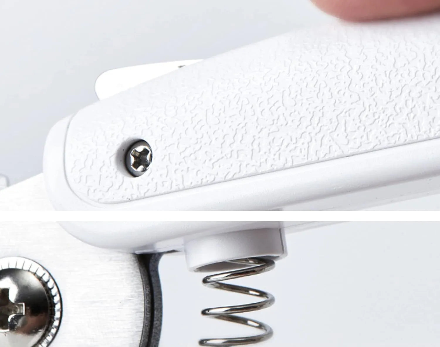 White LED pet nail clipper with transparent anti-splash guard and nail file.