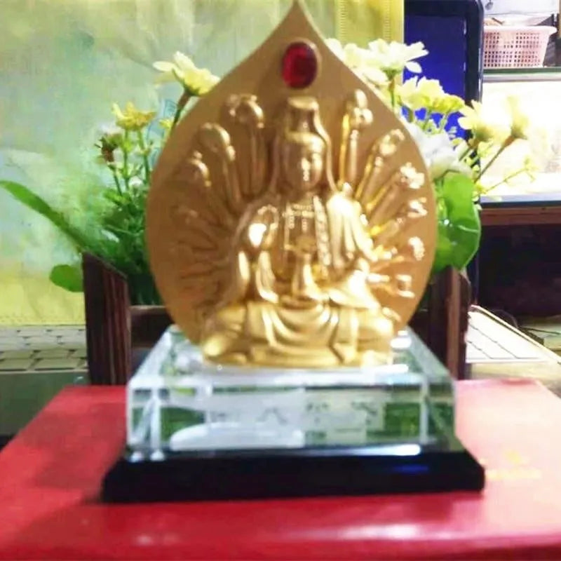 Silver alloy prayer wheel car decoration shaped like a licence plate with Chinese traditional style.