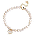Women's freshwater pearl bracelet with fan-shaped design and alloy clasp, 16cm long.