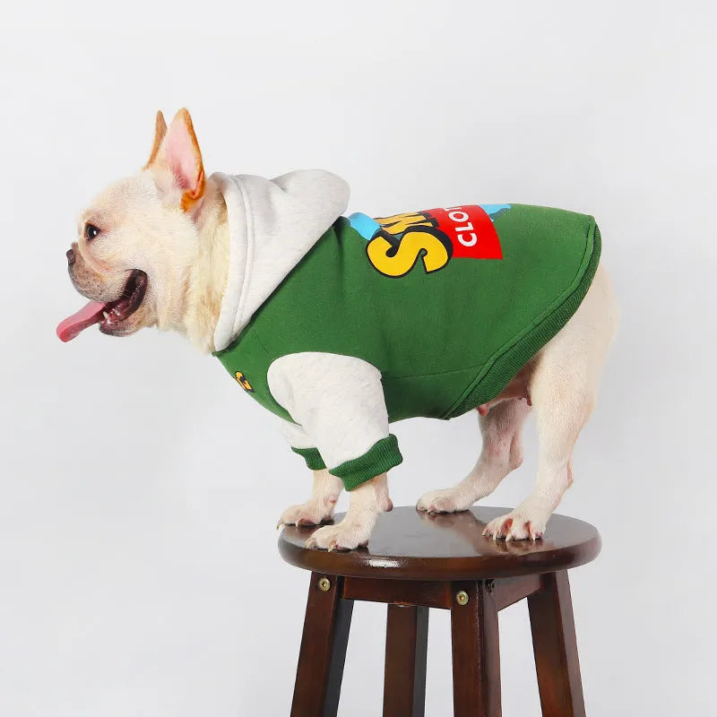 Green cotton dog jumper for autumn and winter wear in sizes L to 4XL