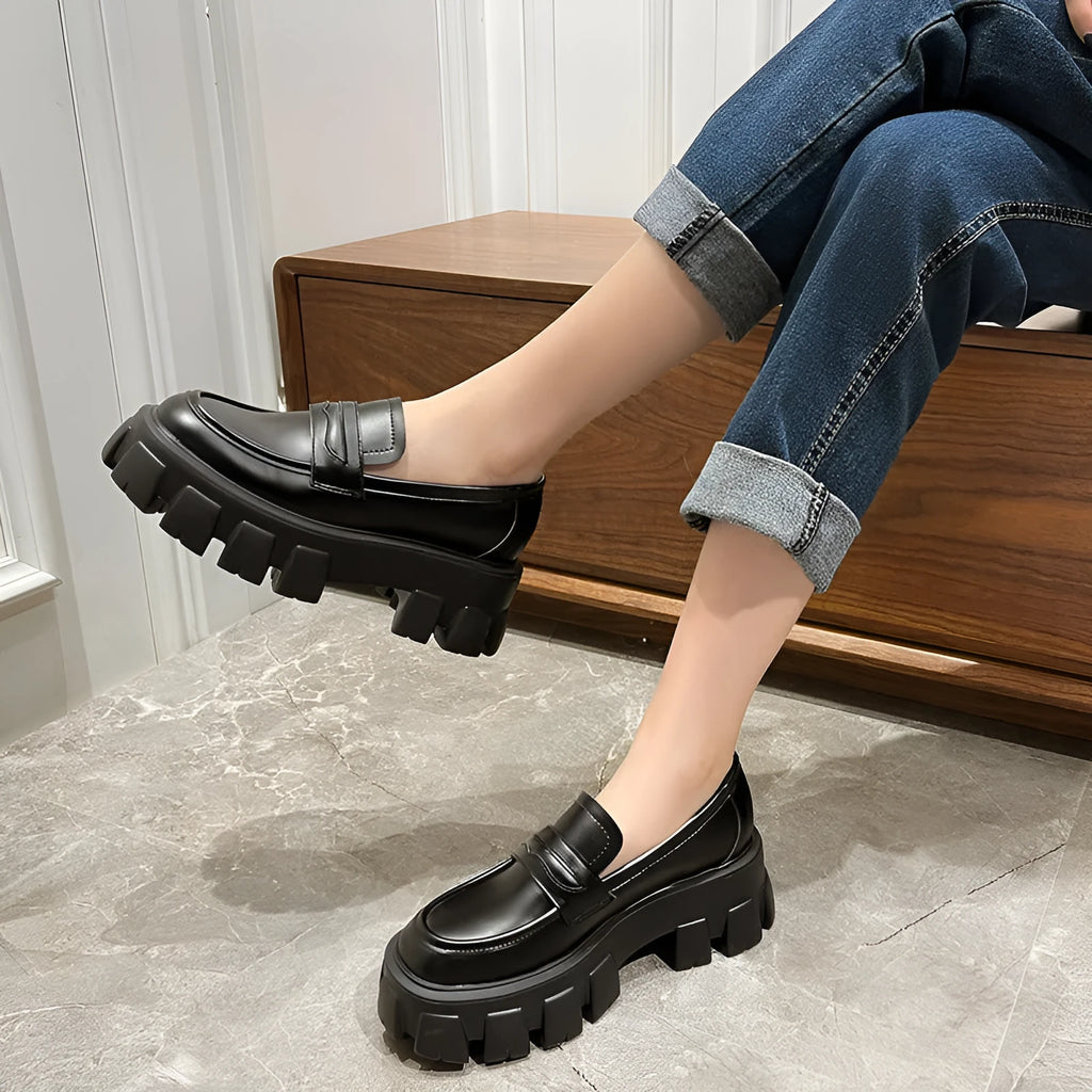 British style wide fit men's leather loafers in either matte or patent finish, shown on a foot.