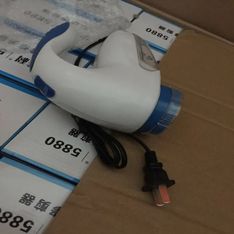 Blue electric lint remover for clothes, fleece and woolen coats with Europe plug and straight-in design