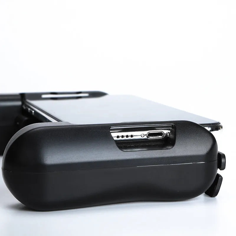 Black Bluetooth mobile game controller compatible with Apple iPhone for iOS gaming