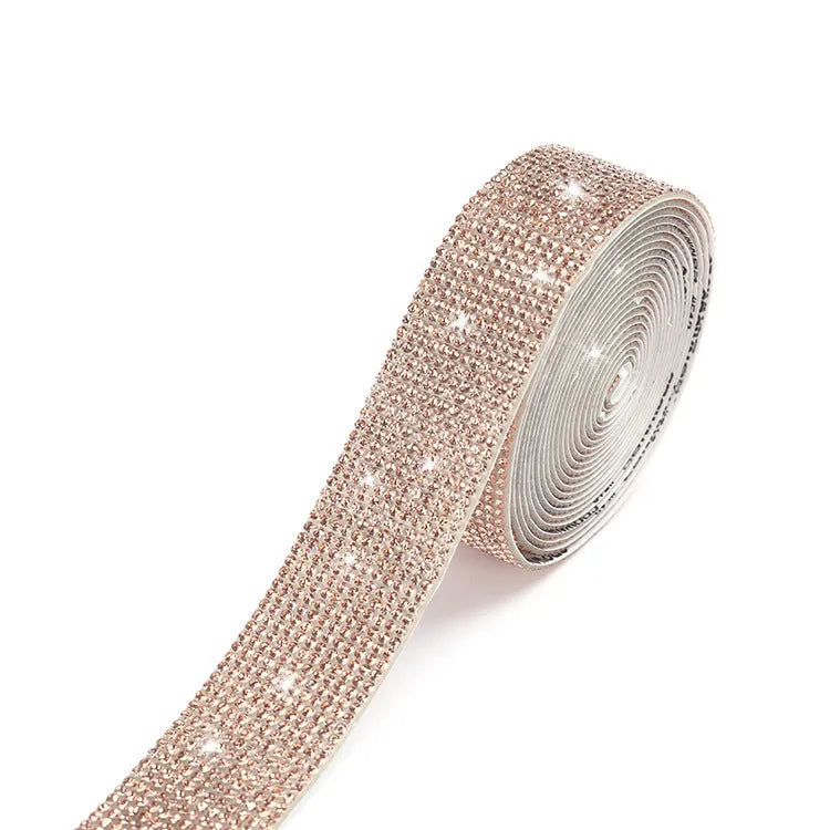 Glass self-adhesive water drill strip in white and AB colour options for clothing decoration