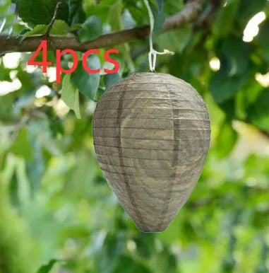 Hexagonal beehive lantern with paper and wire construction measuring 22cm by 28cm
