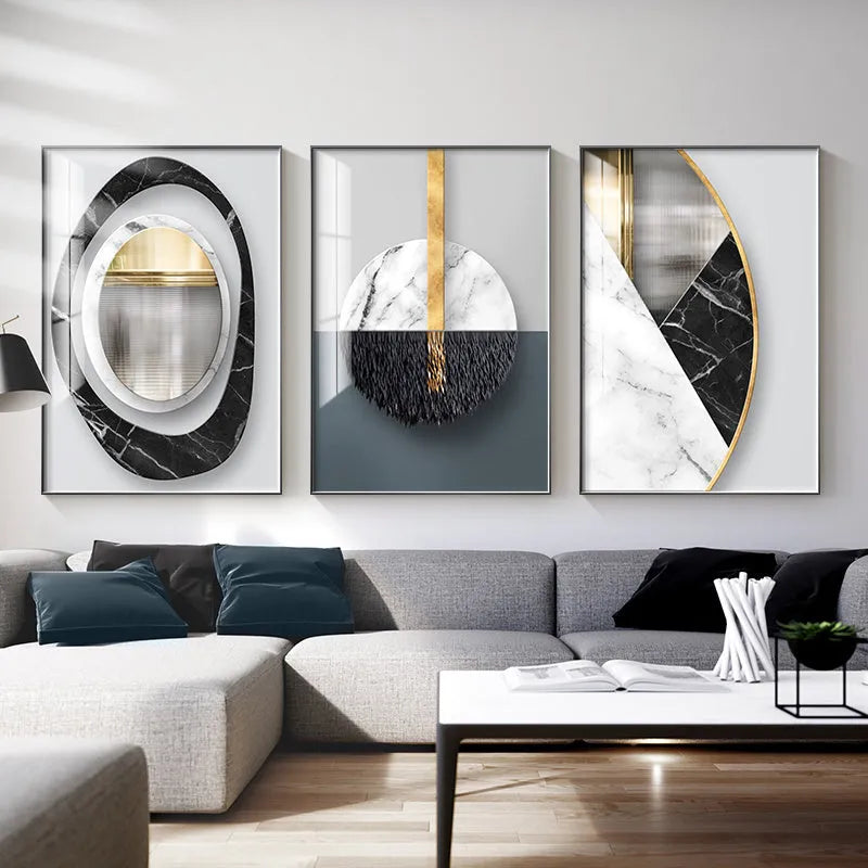 Abstract geometric pattern printed on a canvas painting for wall decoration