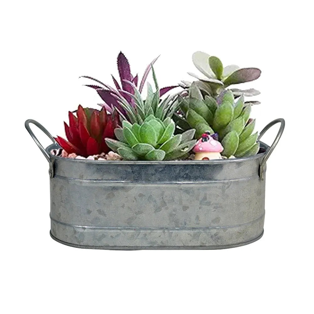 Iron desktop succulent flowerpot with circular design for indoor plants