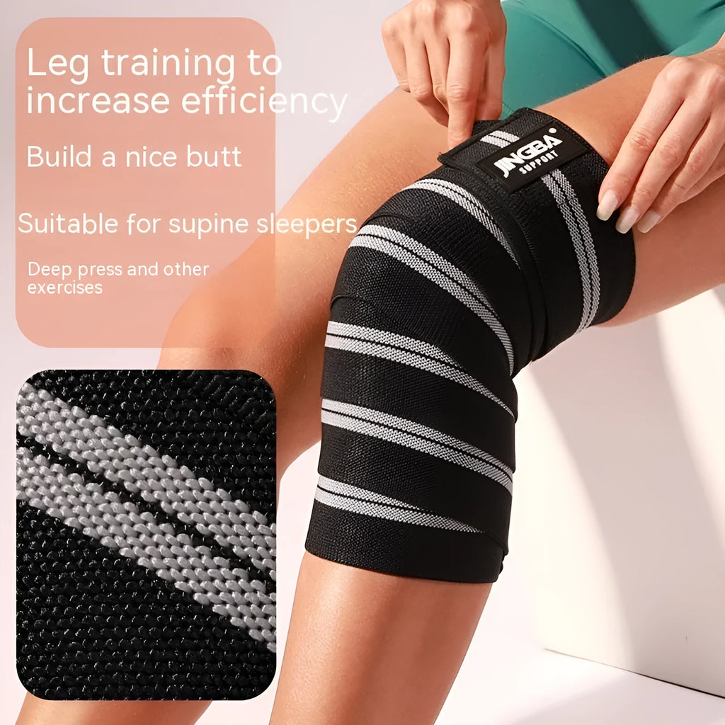 Adjustable free size sports knee pad for weightlifting and cycling, shown in blue colour.
