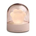 Grey and pink cat paw shaped night light with USB charging cable and musical rotation feature