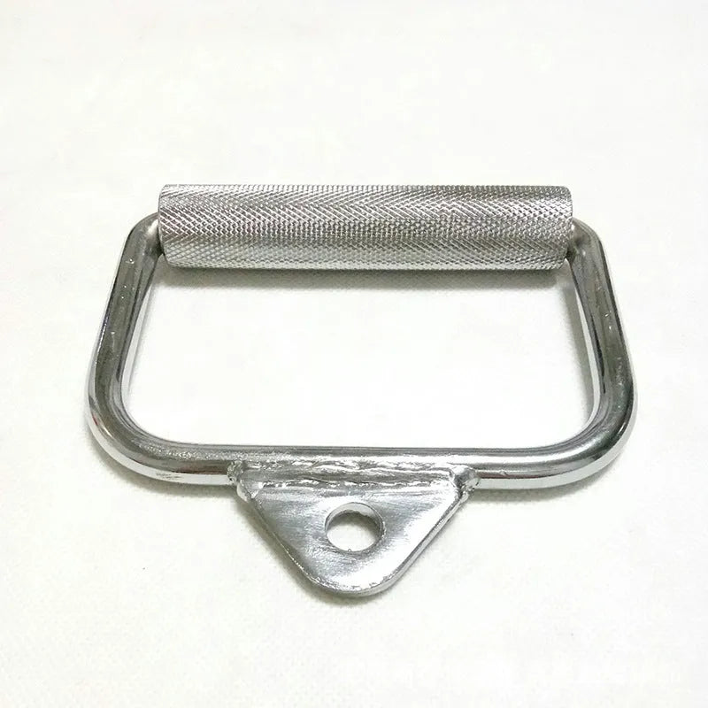 Silver D-type tension bar handle made from electroplated steel for fitness equipment, single tension rod