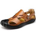 Men's casual sandals in black, brown, and khaki, sizes EU 38 to 46, open outdoor design.