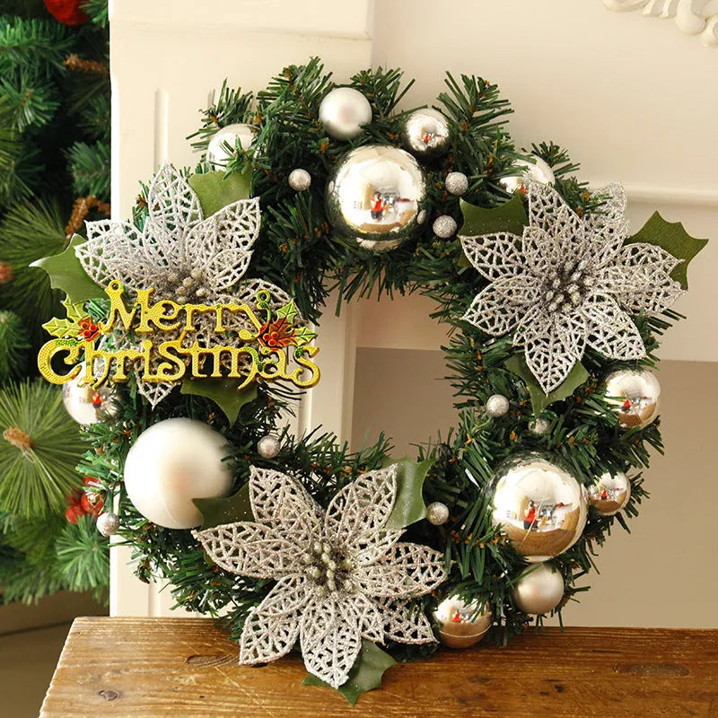 A multicolour plastic Christmas wreath with a 30cm diameter, shown in one of six colour options.