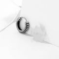 Silver geometric striped titanium steel earrings with round elements in retro sports style