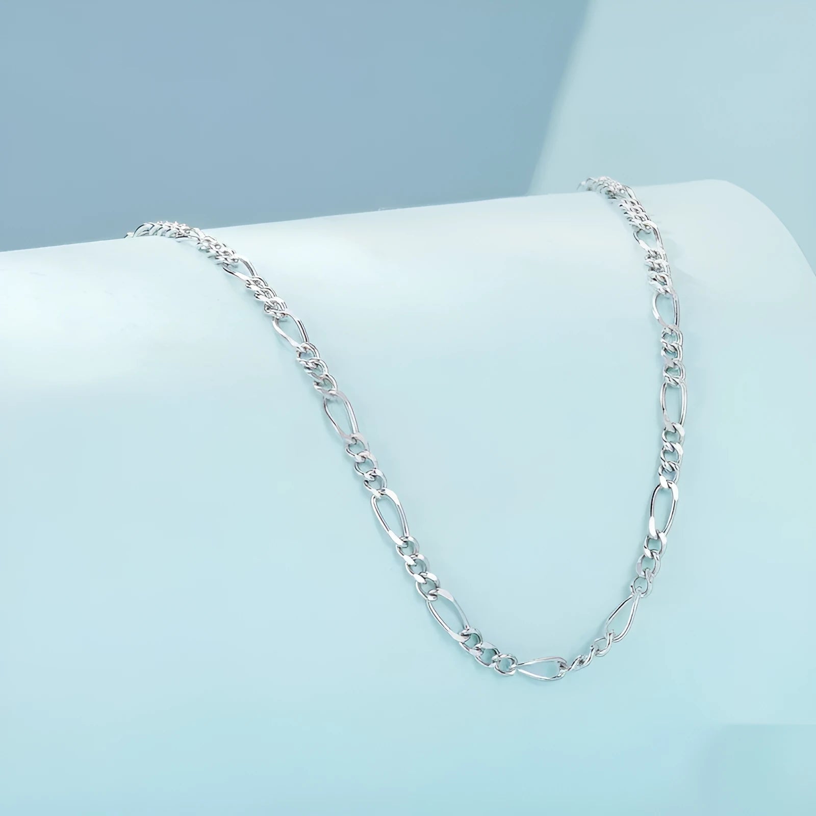 Simple side silver necklace with 925 silver pendant and adjustable curb chain for women