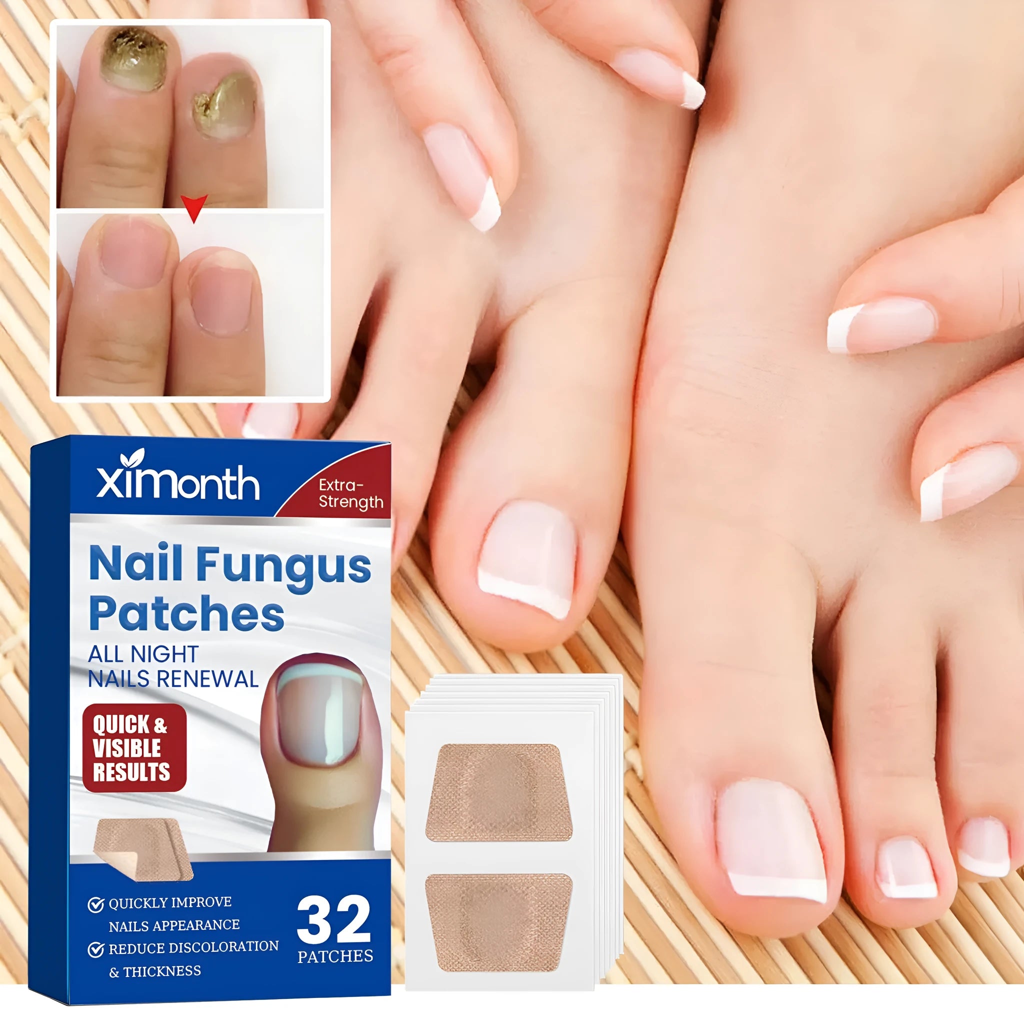 Nail nursing adhesive bandage repair stickers with 32 patches measuring 6.1x3.5 cm