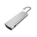 Grey aluminium USB-C docking station with HDMI, VGA, USB 3.0 ports and 140mm cable