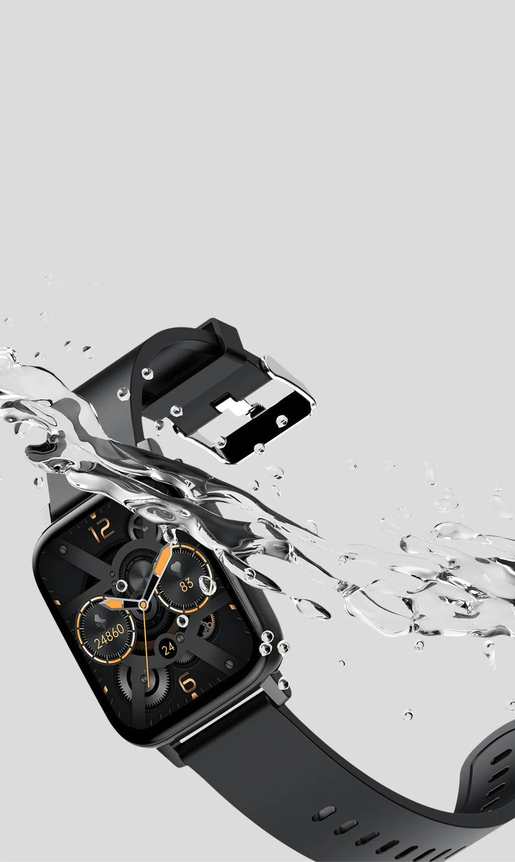 H80 sports smart watch with black silicone strap showing ECG and blood oxygen monitoring on screen