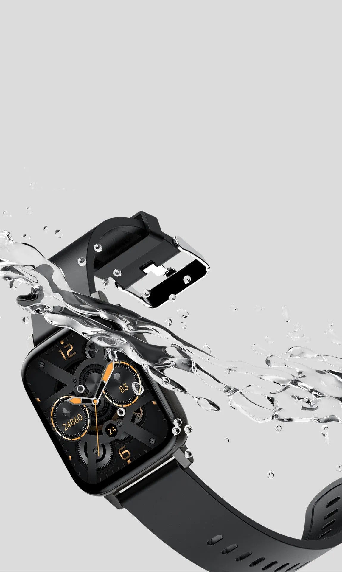 H80 sports smart watch with black silicone strap showing ECG and blood oxygen monitoring on screen