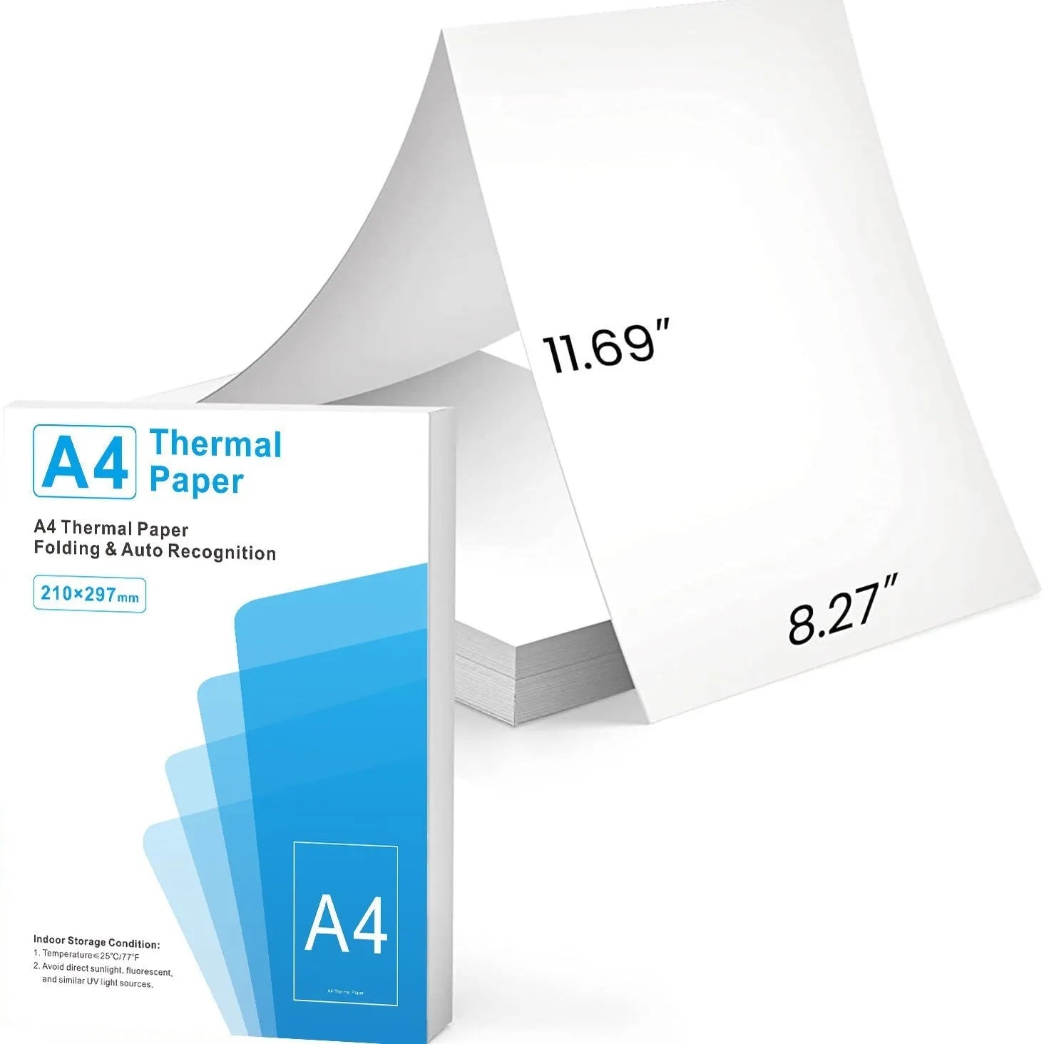 White A4 thermal paper for portable printers in packaging options of 100 or 200 sheets