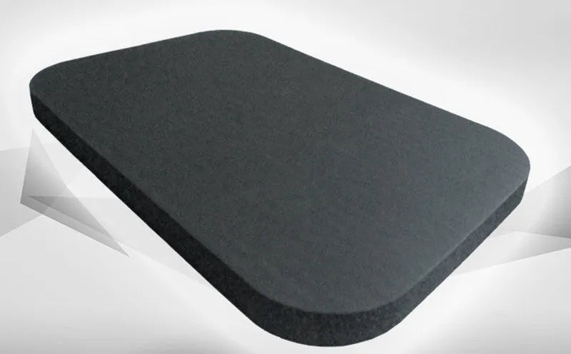 Black NBR foam yoga knee pad measuring 29x19x1.5cm with 15mm thickness for floor exercises