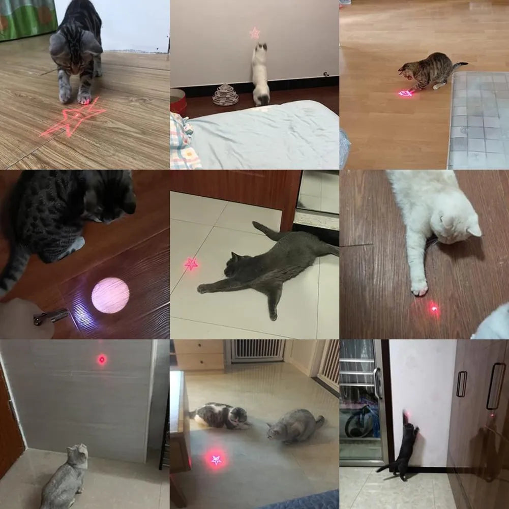 Plastic infrared teaser cat toy keychain with USB charging in black or pink