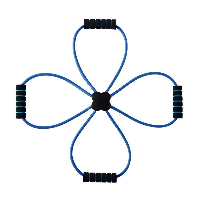 Blue eight character shoulder puller fitness equipment with TPR rubber construction for female users