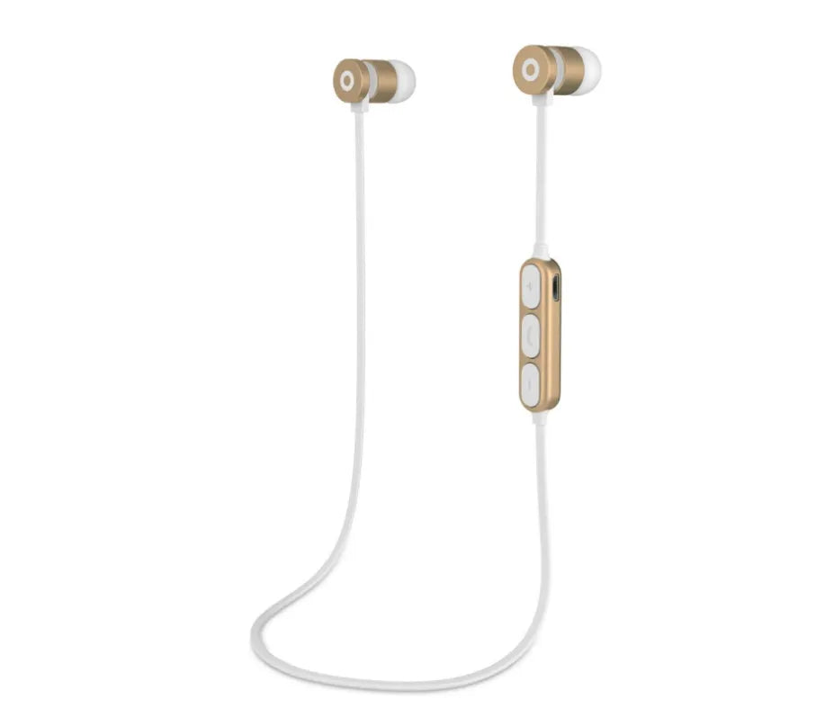 Magnetic neck-mounted Bluetooth headset in Black with in-ear earbuds and 10m wireless range