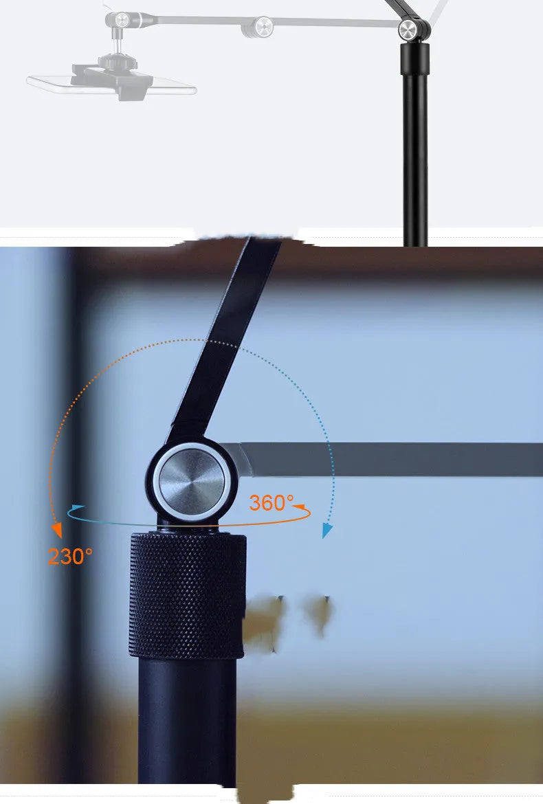 Desktop multi-camera live broadcast stand with alloy construction, adjustable angle, mobile phone bracket and iPad holder, LP-4p