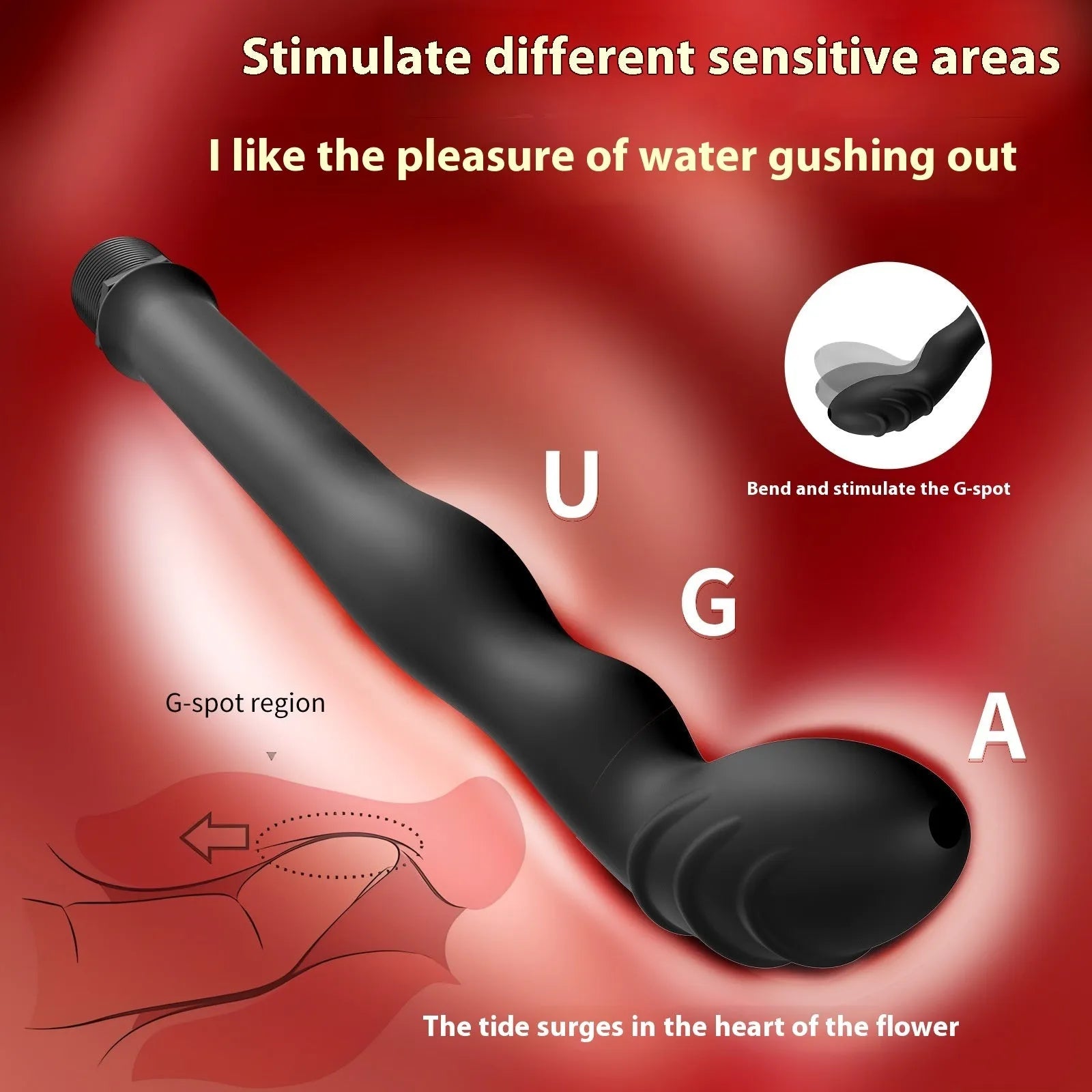 Black silicone sausage filler drain flusher for unblocking sinks, shown in large and small size options.