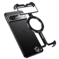 Aluminum alloy phone case with rotatable magnetic bracket for Google Pixel 9 Pro Fold, black upgraded edition