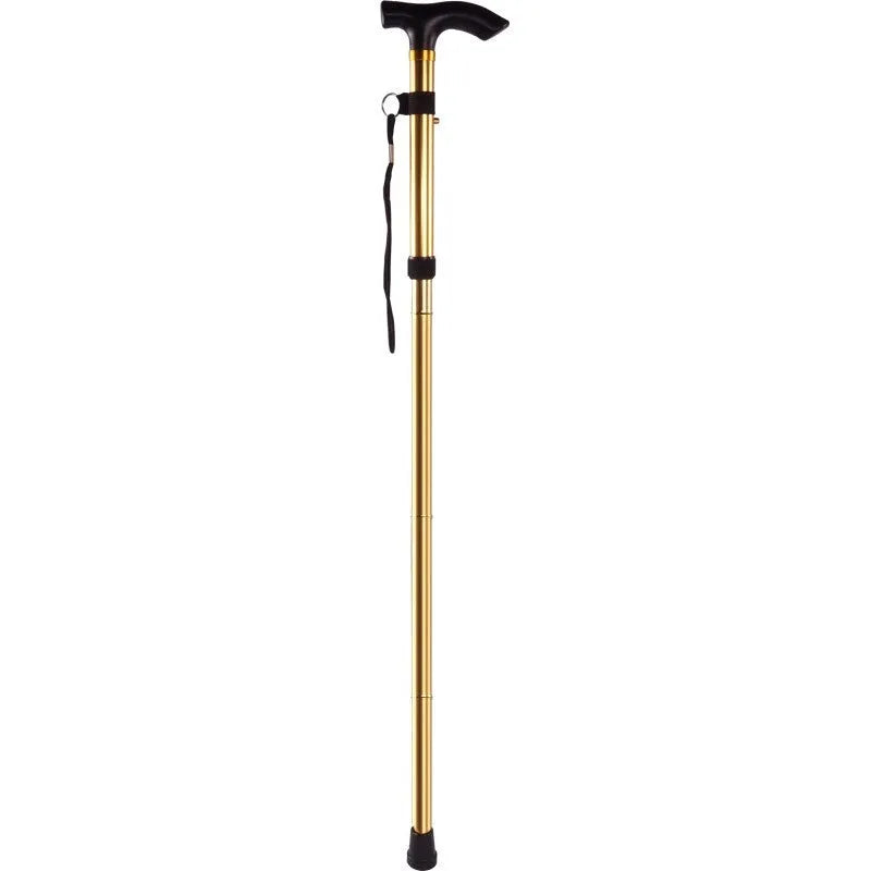 Adjustable aluminium folding walking cane extended to show telescopic design and non-slip handle