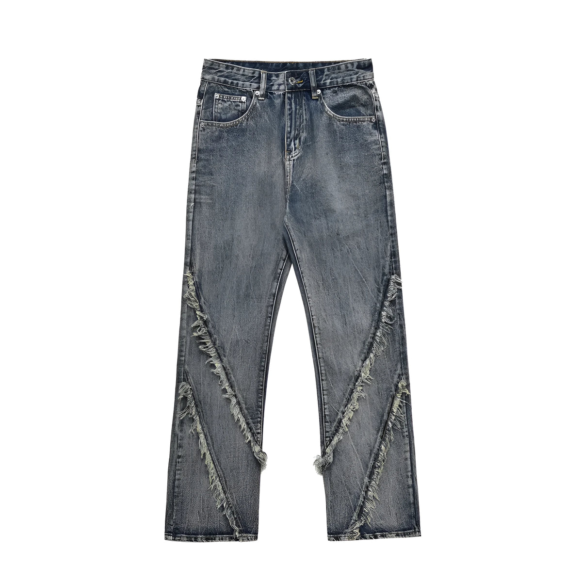 Blue cotton denim loose straight trousers for men, casual punk style, sizes S to XXL
