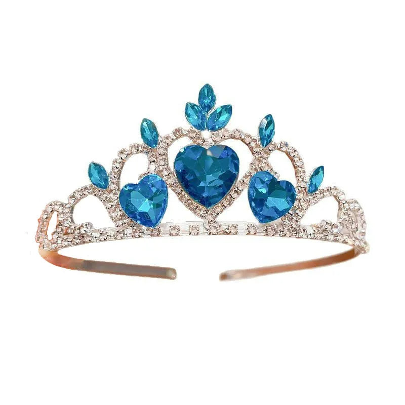 Children's pink crystal crown alloy headband hair accessory for dress-up.