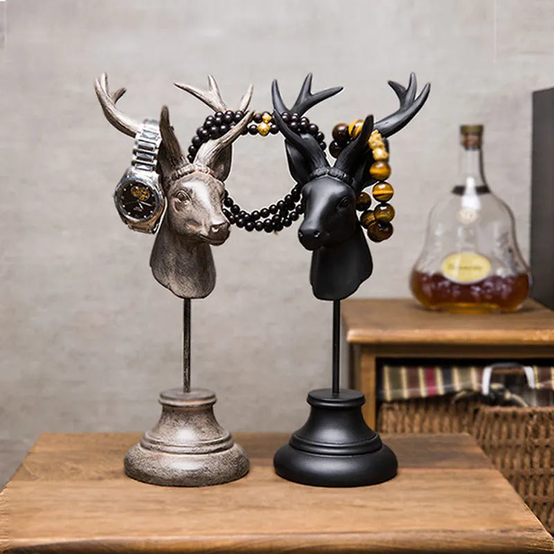 Natural resin animal figurine home decoration 32cm tall black colour