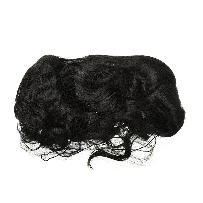 African short curly headgear wig in Black or Light Brown, adjustable elastic for 52-58 cm head circumference, matt high temperature wire.