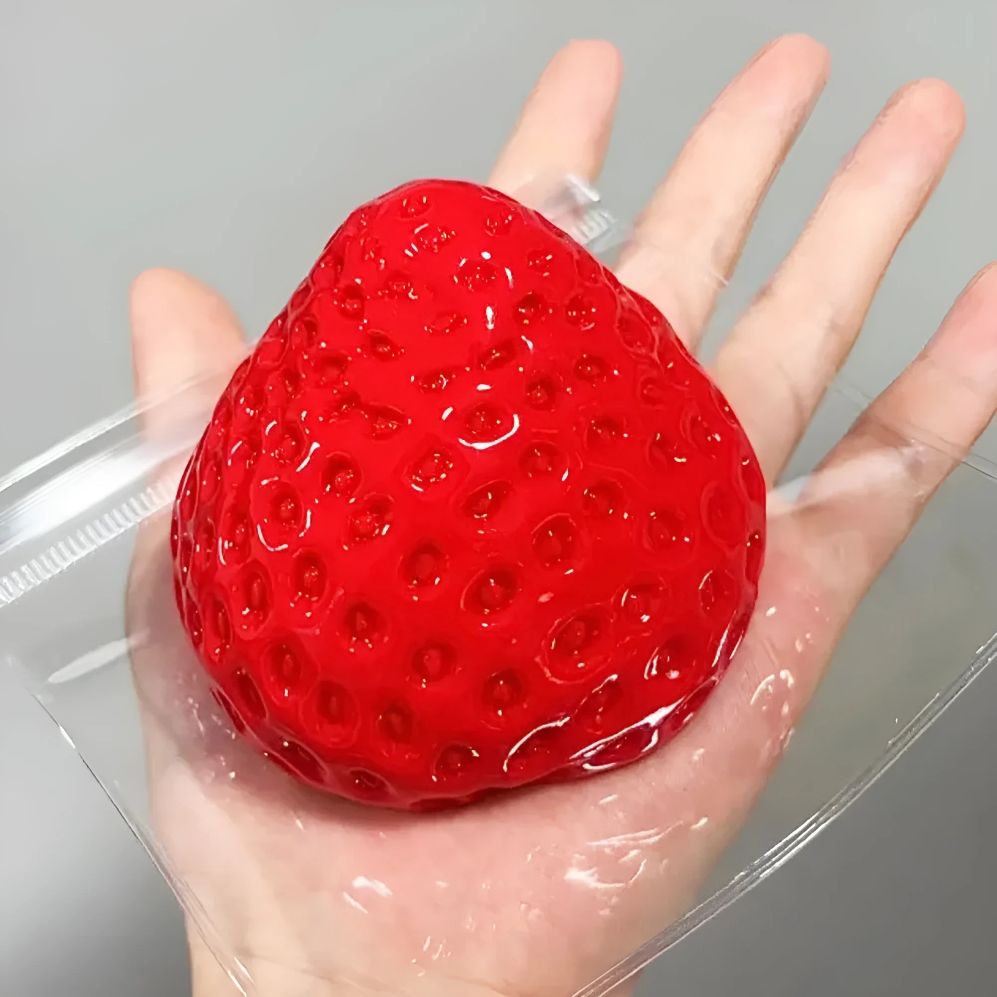 Squeezing toy soft rotten mimic silicone hand feeling stress relief toy in red strawberry style