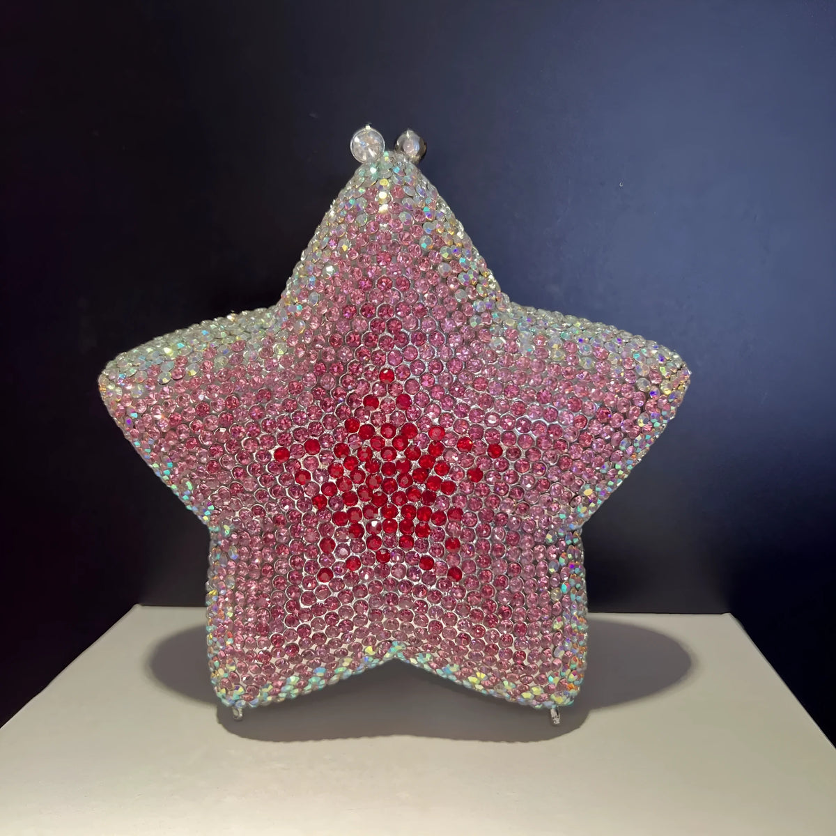 Little Star studded diamond alloy dinner handbag with hard three-dimensional shell and full diamond finish
