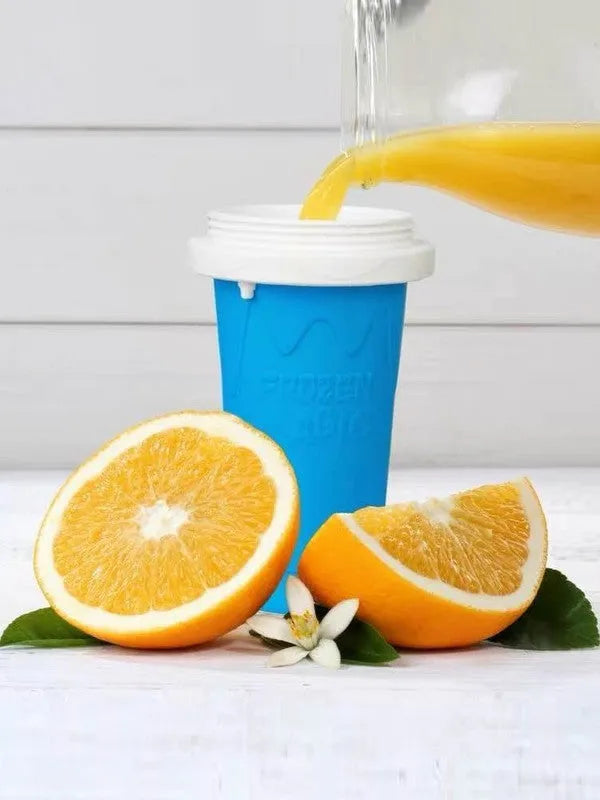 Blue quick refrigeration pinch cup for smoothies with double-layer construction and 300ml capacity