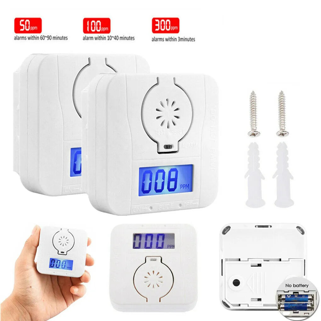 White wireless carbon monoxide alarm for wall mounting with 1.5 metre detection range.
