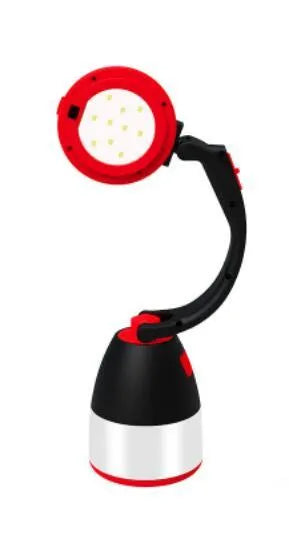 Black green multifunctional LED table lamp with adjustable light head showing three brightness modes