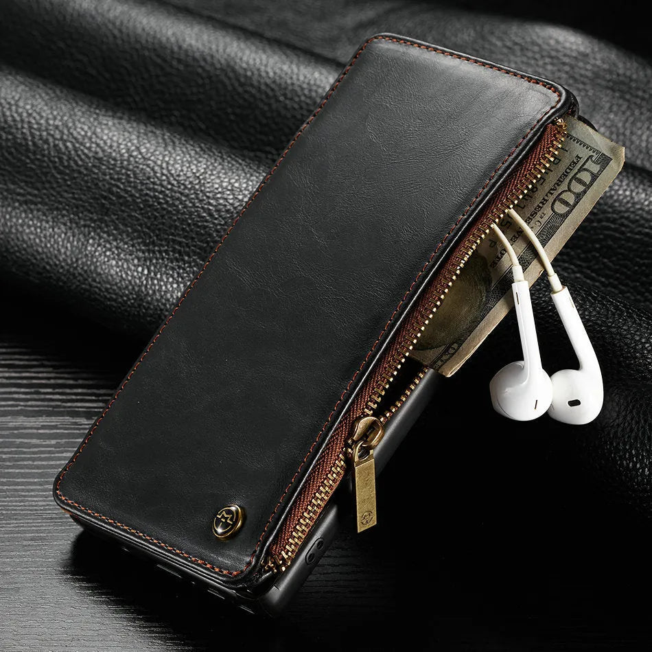 Samsung Galaxy Note9 flip leather case in black, brown, and red colour options
