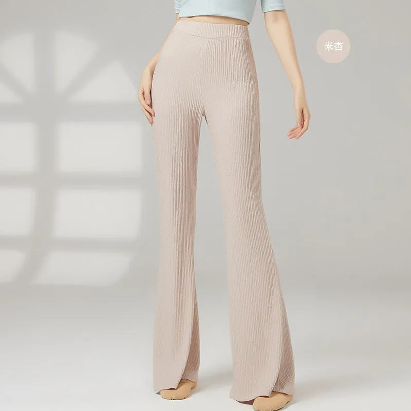 Women's solid colour classical dance practice trousers in polyester, shown in Taro Purple.