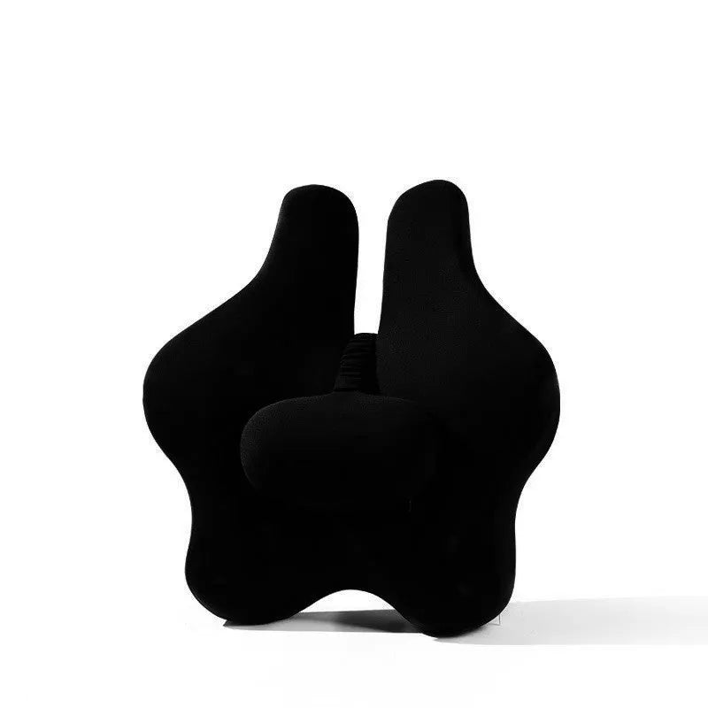 Memory foam car lumbar support cushion in black colour on car seat